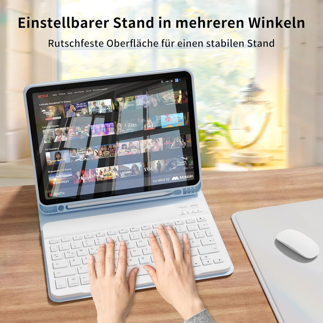Hülle mit Tastatur für iPad Air 11 Zoll M4/M3/M2 (2026/2025/2024), iPad Air 5 4 2022/2020 10,9 Zoll,