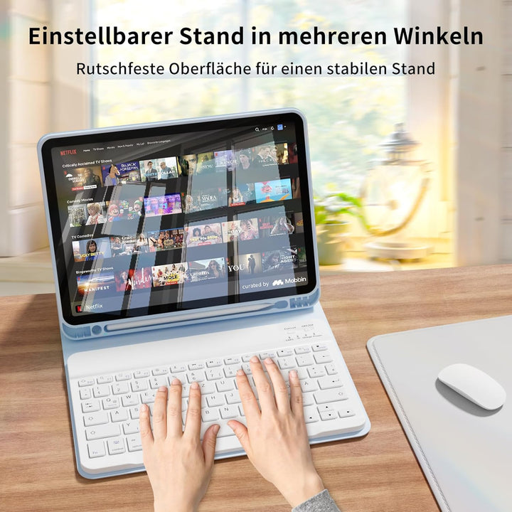 Hülle mit Tastatur für iPad Air 11 Zoll M4/M3/M2 (2026/2025/2024), iPad Air 5 4 2022/2020 10,9 Zoll,