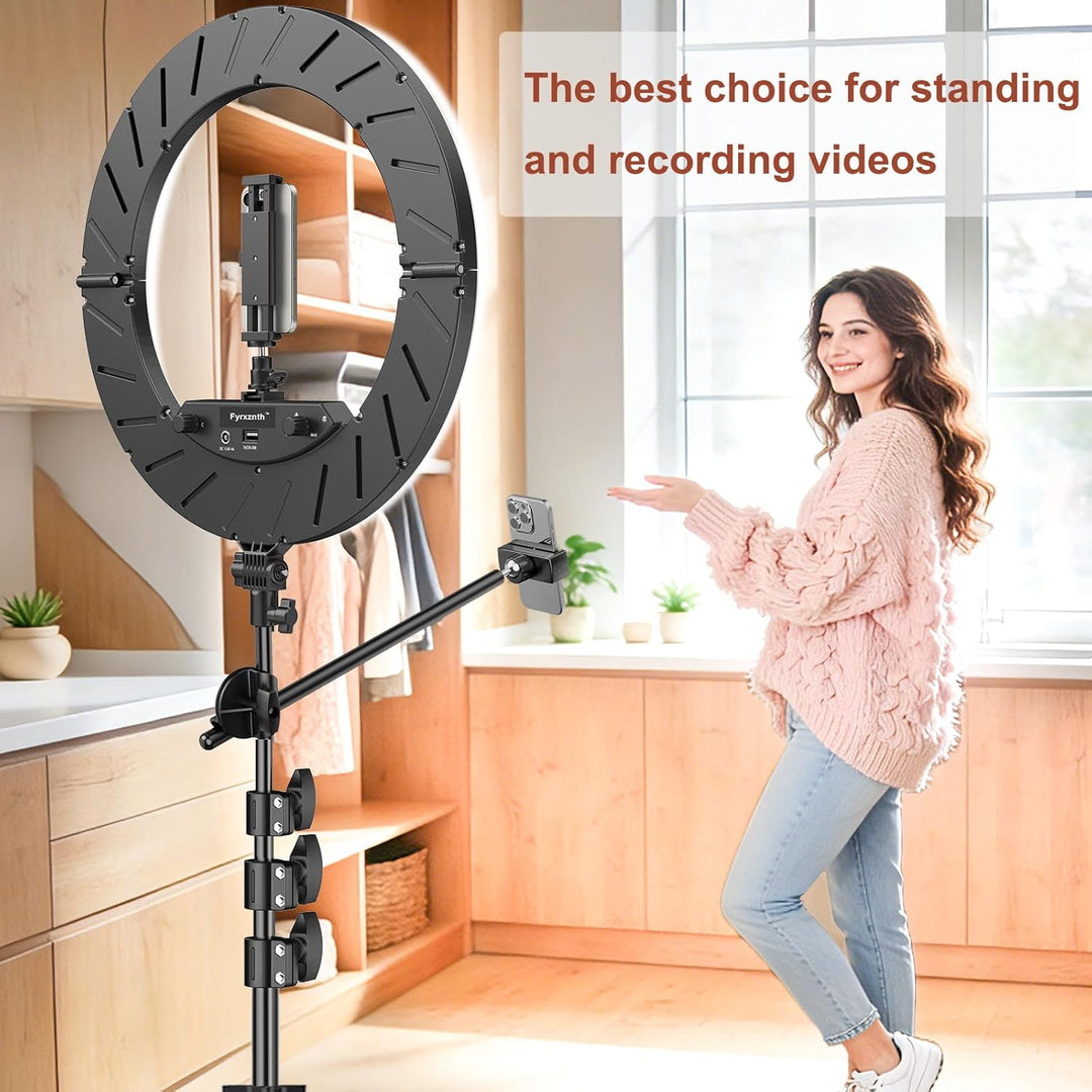 Ringlicht 45,7 cm mit Ständer, 55 W 6700 K LED-Licht, 160 cm Stativ, verstellbarer Telefonständer, f