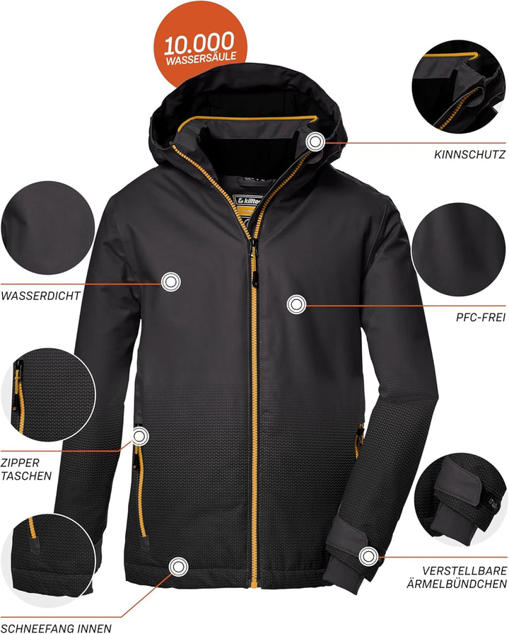 Killtec Jungen Ksw 177 Bys Ski Jckt Skijacke ist wasserdicht/Funktionsjacke mit Kapuze und Schneefan