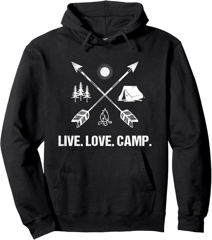 Live Love Camp Cross Arrows - Camping, Hiking, Lake Life Pullover Hoodie