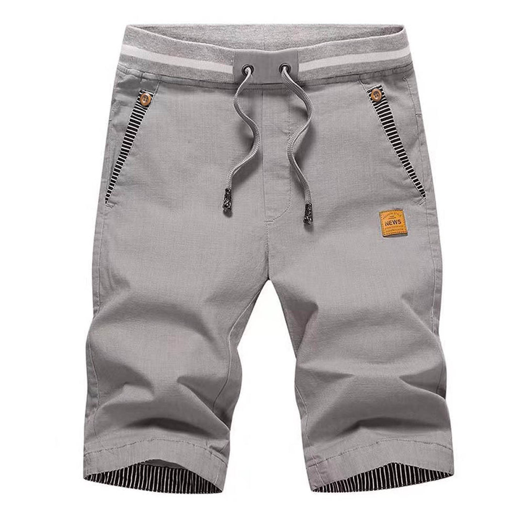 JustSun Kurze Hosen Herren Shorts Chino Baumwolle Sommer mit Tunnelzug S Grau, S Grau