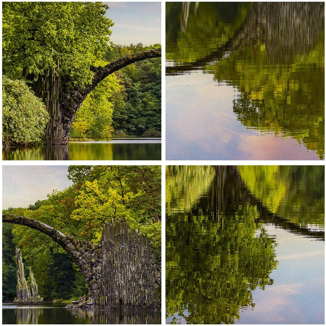 Bilder auf Leinwand Park Natur Wasser Leinwandbild mit Rahmen 70x50cm Wandbilder Dekoration Wohnzimm