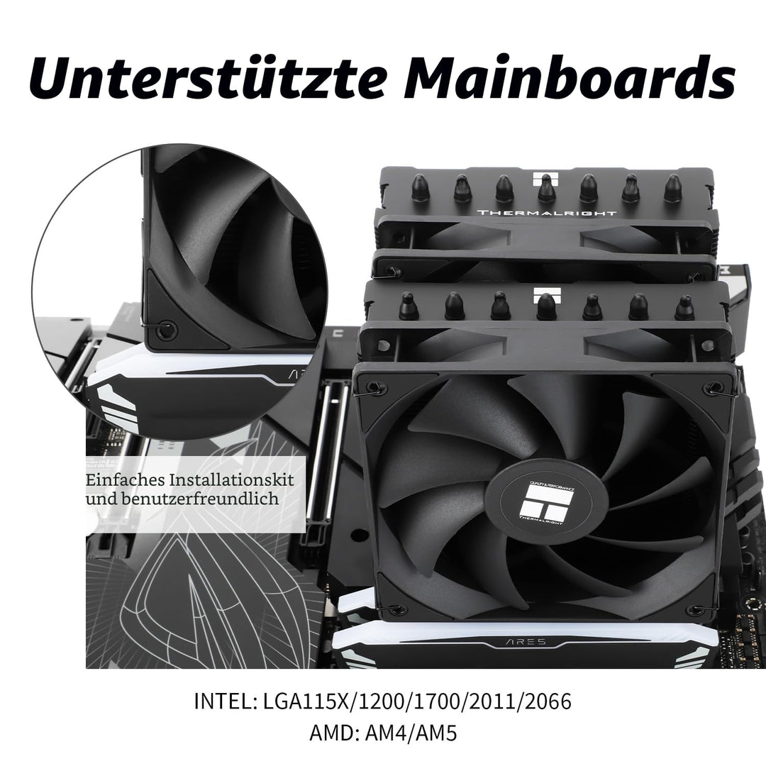 TR Phantom Spirit 120 SE Black CPU, CPU-Kühler mit 7 Heatpipes, zwei 120 mm PWM Lüfter, AGHP 4.0, fü