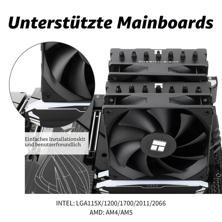 TR Phantom Spirit 120 SE Black CPU, CPU-Kühler mit 7 Heatpipes, zwei 120 mm PWM Lüfter, AGHP 4.0, fü