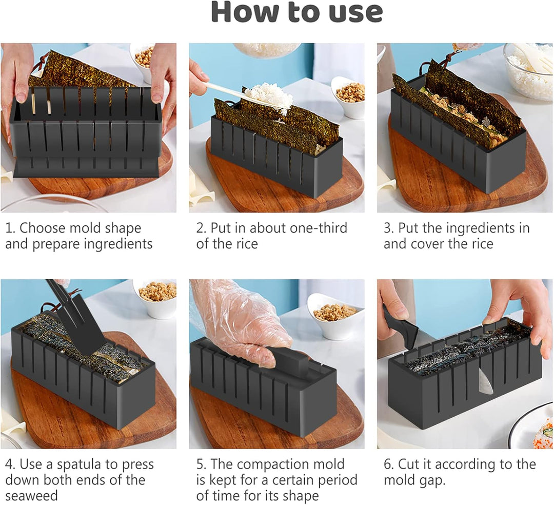 SKYSER Sushi Maker Kit, 17 Pieces Sushi Maker Set for Beginners, 8 Shapes Sushi Making Kit Complete,