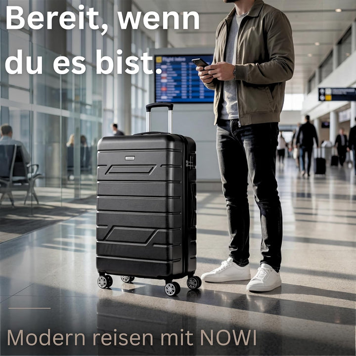 NOWI Hartschalenkoffer XL Gross - 100L Volumen - 158cm Gurtmass - 8 Rollen 360° drehbar - Leichter K