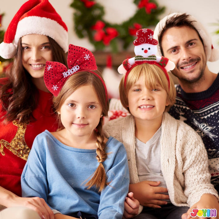 JOYIN 12 Packungen Weihnachts-Stirnbänder mit verschiedenen Designs, Weihnachts-Kopfbedeckungen, Fei