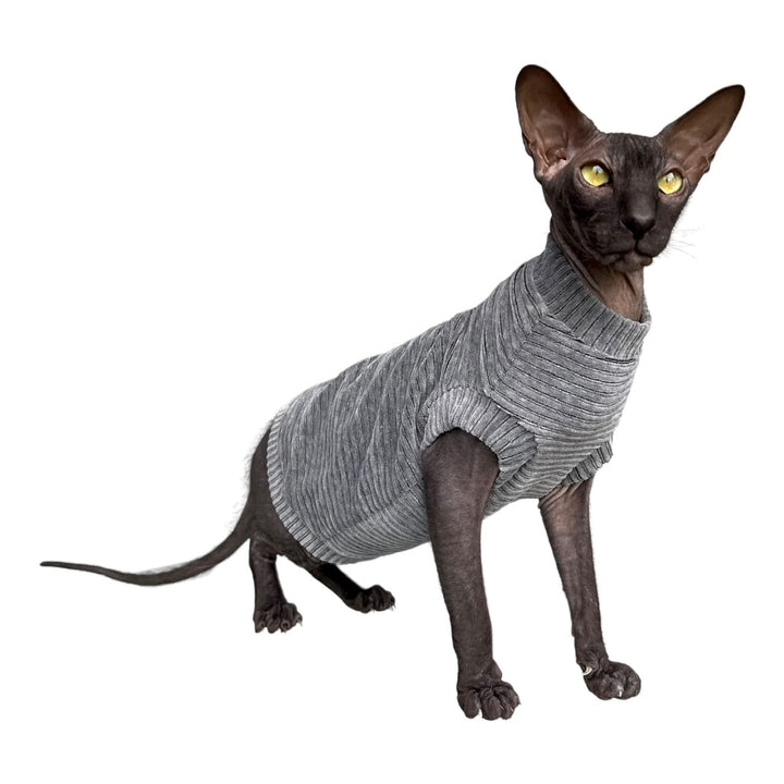 Kotomoda Katzen-T-Shirt aus Cord fьr Sphynx und nackte Katzen (klein, dunkelgrau) Small grau, Small