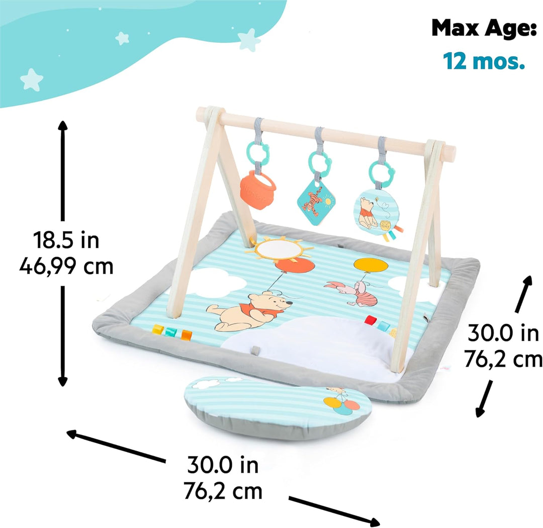 Bright Starts Disney Winnie PUUH Once Upon a Tummy Time Baby Aktivitätenmatte mit Spielzeugstange au