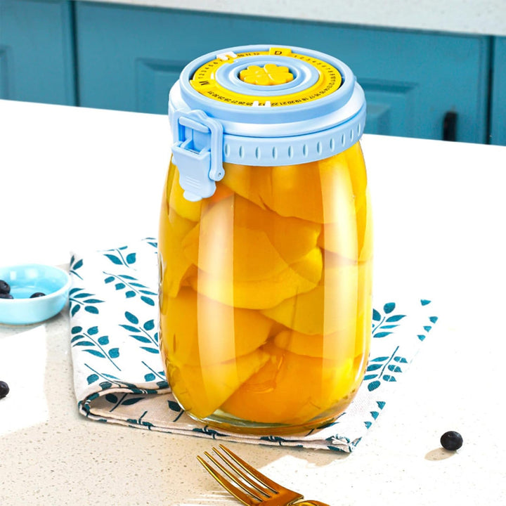 2 Stück Gärglas 1000 ml mit Datum versehenes Sauerteig-Starterglas mit Entlüftungsventil Sauerteiggl