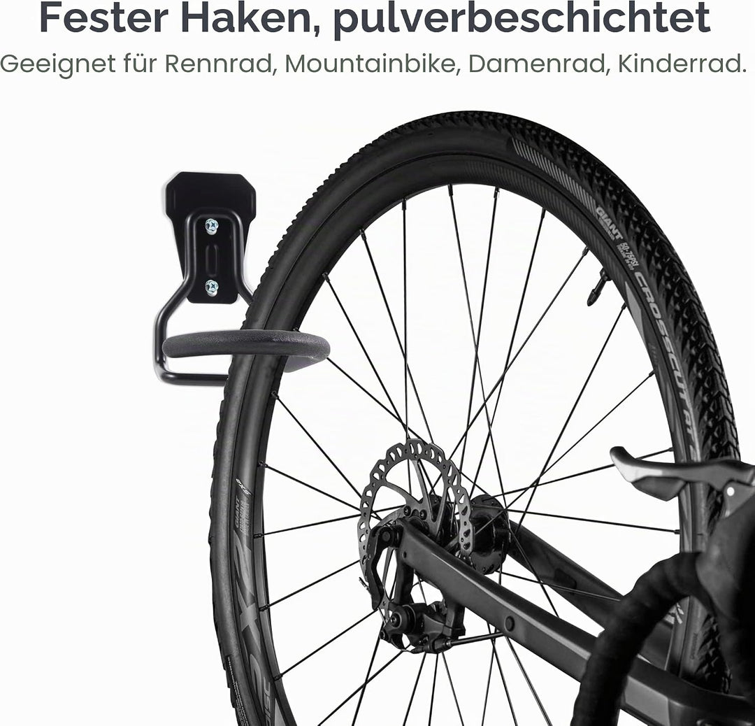 Sioner 4er-Pack Vertikale Fahrradhaken，Fahrradhalter,Heavy Duty Hooks Wandhalterung Fahrradhalter,Fa