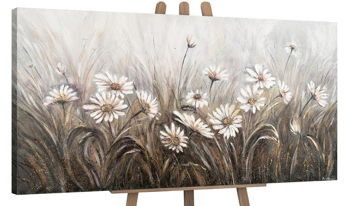 YS-Art Abstrakt Stil Acryl Gemälde auf Leinwand Gänseblümchen handgemalt Wandbilder Wohnzimmer moder