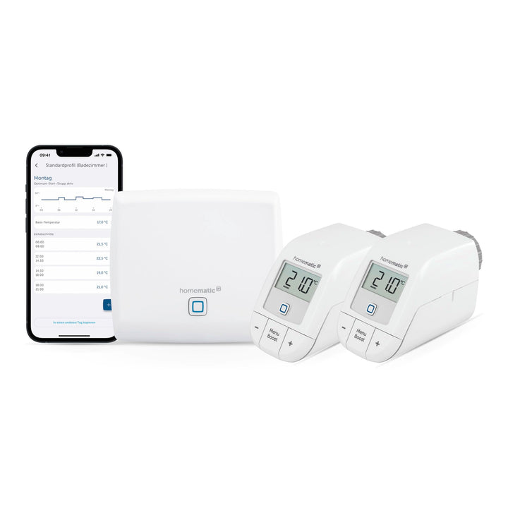 Homematic IP Smart Home Starter Set Heizen, Digitale Steuerung für Heizung mit oder ohne App, Alexa,