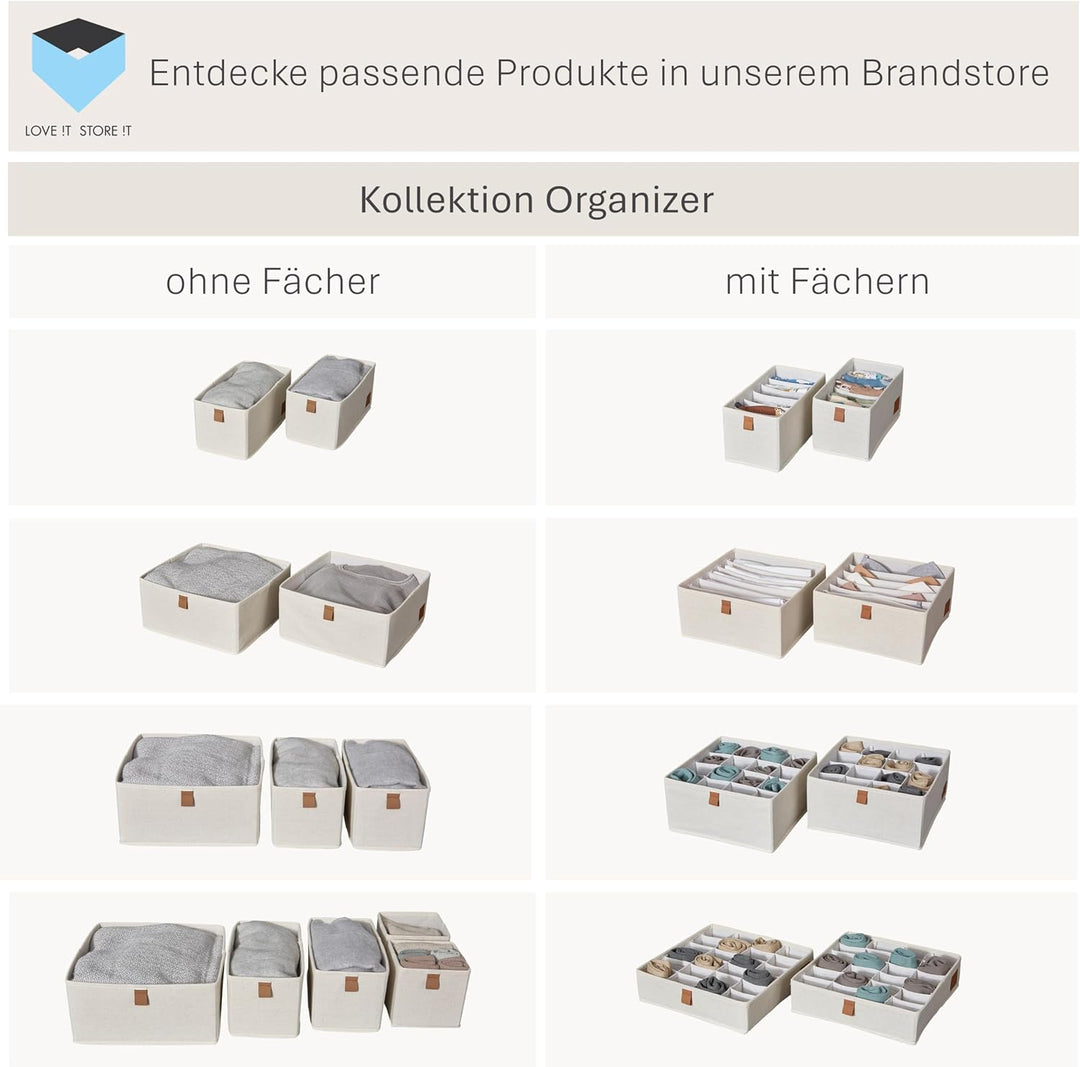 LOVE IT STORE IT Premium Schrank Organizer 2-teilig - Schubladen Ordnungssystem aus Stoff - Verstärk