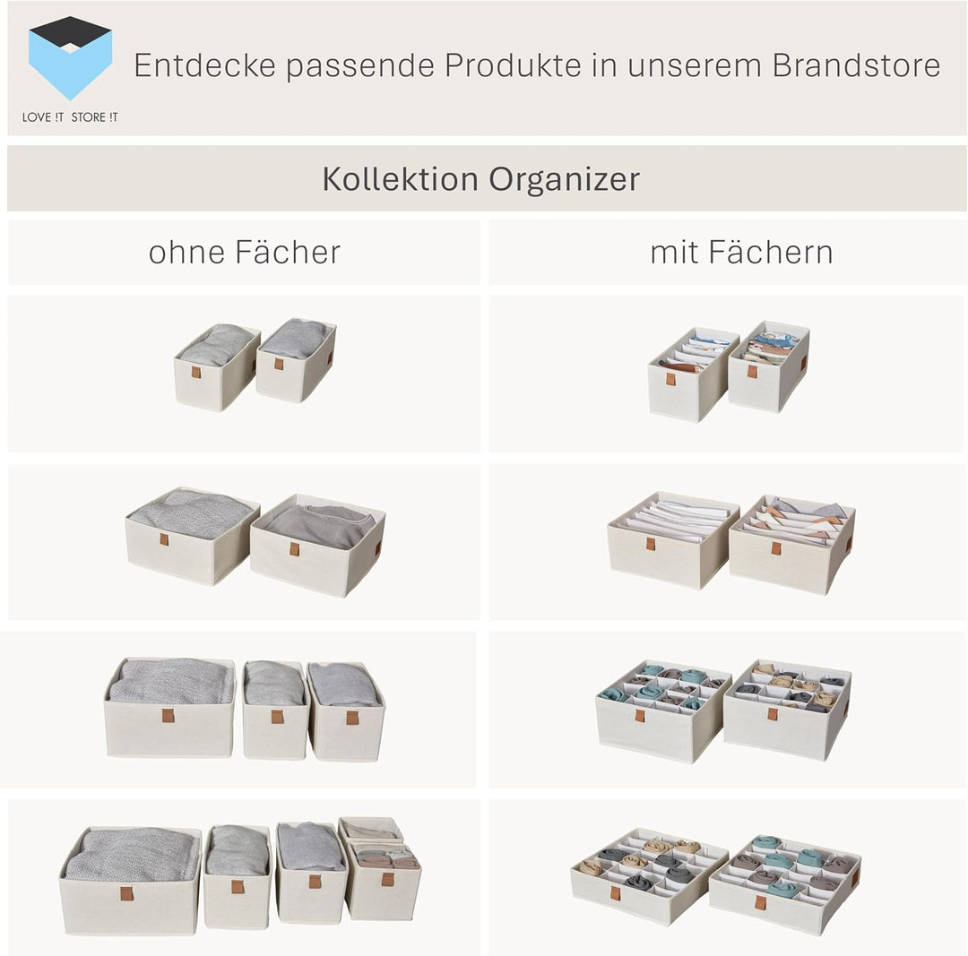 LOVE IT STORE IT Premium Aufbewahrungskorb 5-teilig - Schrank Organizer aus Leinen-Baumwoll-Mix - Ve
