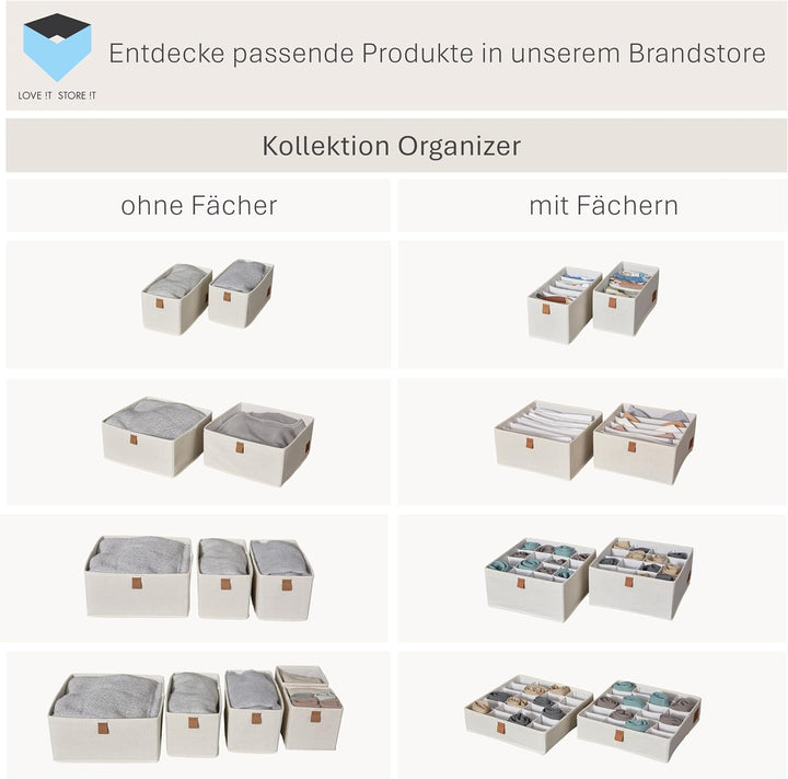 LOVE IT STORE IT Premium Aufbewahrungskorb 5-teilig - Schrank Organizer aus Leinen-Baumwoll-Mix - Ve