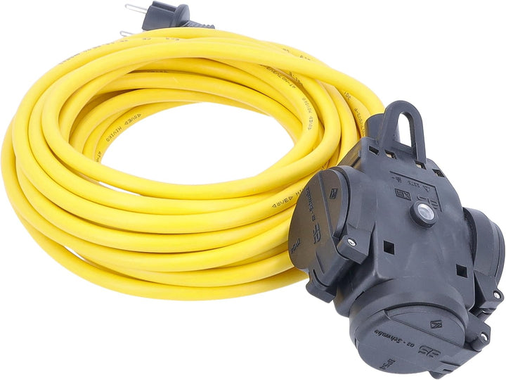 as - Schwabe 61454 3-fach Vollgummi-Verteilersteckdose, 3 m Verlängerung K35 IP44 Aussenbereich