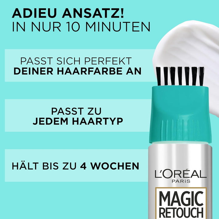 L'Oréal Paris Ansatz-Abdeckung zum Kaschieren grauer Haare, Langanhaltender Haar Concealer, Magic Re
