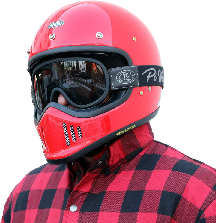 PiWear Arizona Motorradbrille Überbrille für Brillenträger Retro gepolstert beschlagfrei Rahmen und