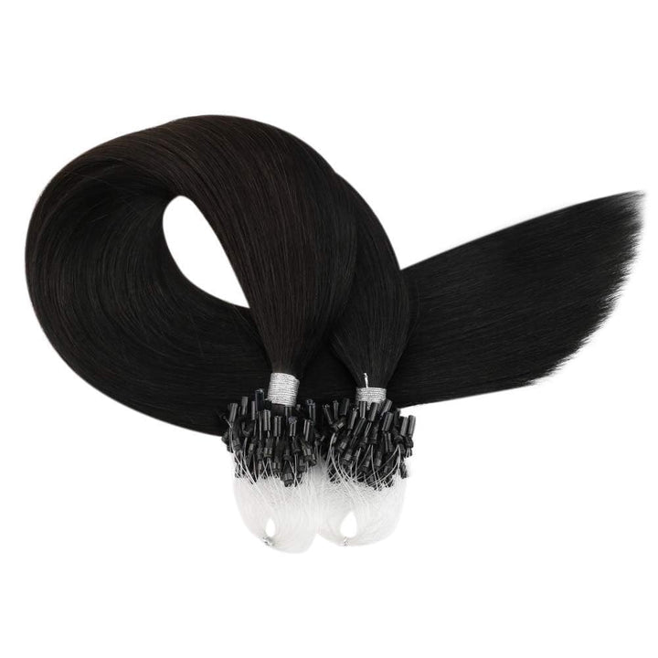 Moresoo Microring Extensions Echthaar 1g Naturschwarz #1B Remy Cold Fusion Echthaar Extensions Micro