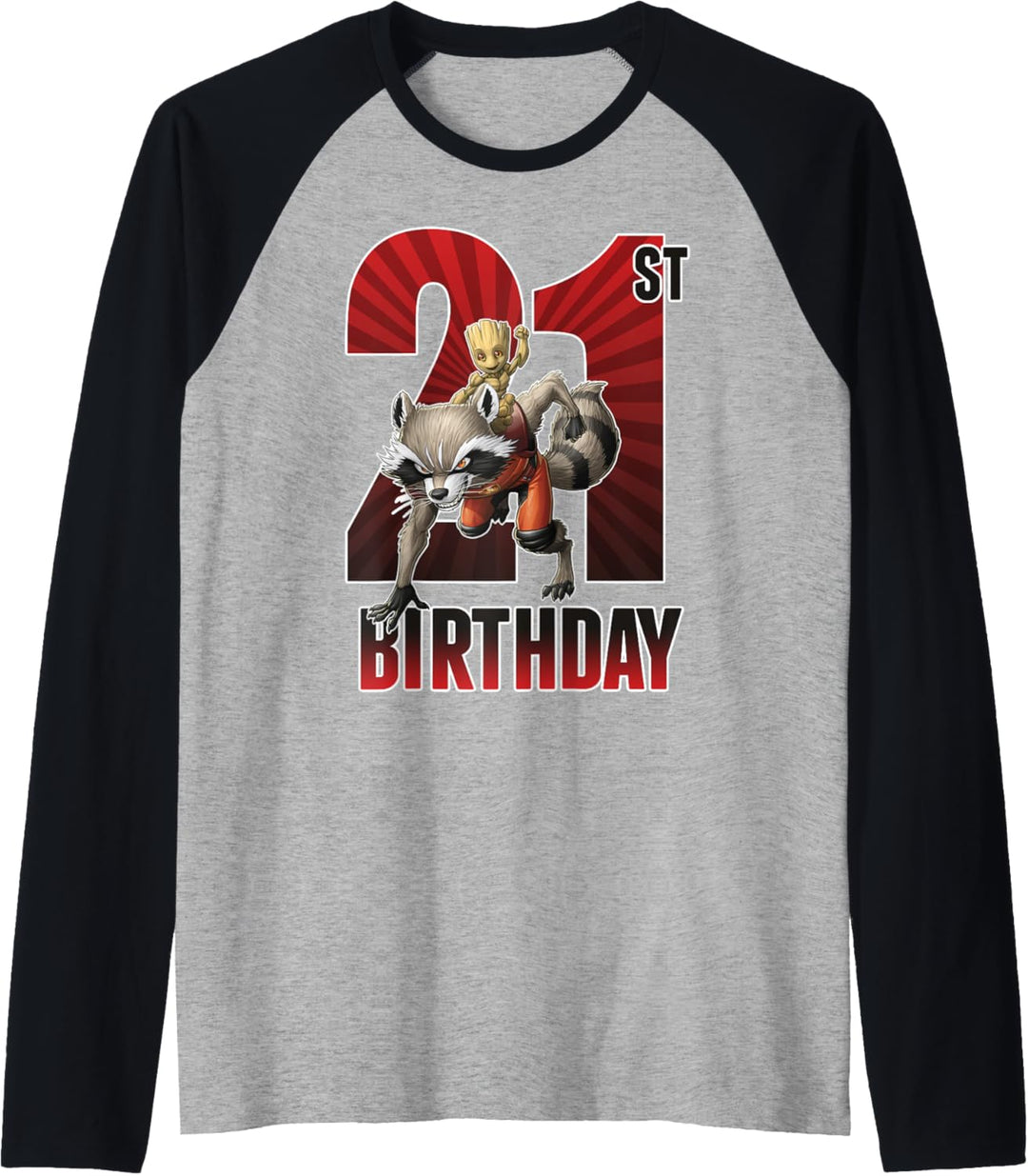 Marvel Guardians Of The Galaxy Rocket & Groot 21st Birthday Raglan