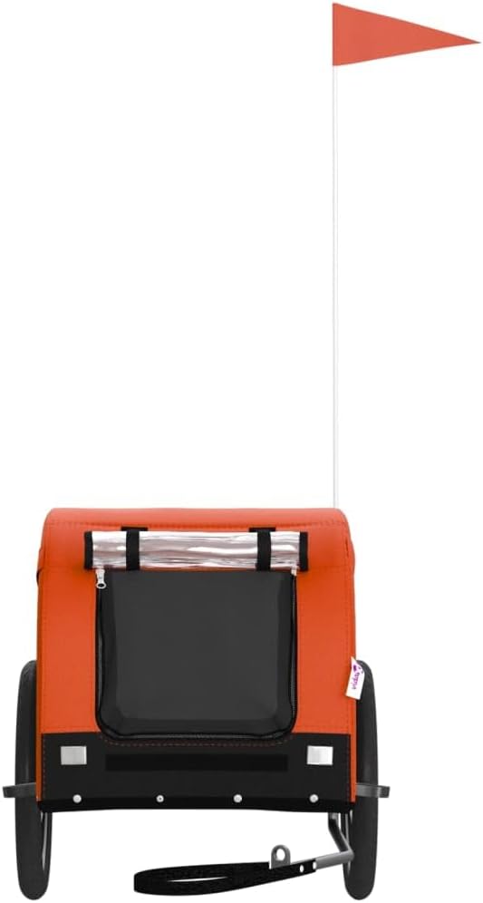 vidaXL Fahrradanhänger Hunde Rot und Schwarz Oxford-Gewebe &amp; Eisen Orange 124 x 65 x 66 cm, Orange 1