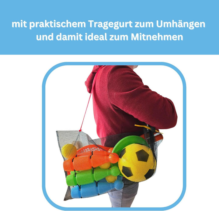 alldoro 60042 XXL-Outdoor-Spiel-Set, Kunststoff, mit Kegelspiel, Fussball, Wurfscheibe und Soft-Tenn