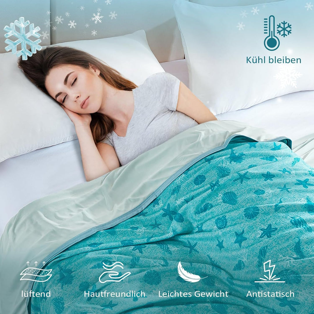 WONGS BEDDING Kühldecke Sommerdecke - mit Japanische Arc-Chill Q-Max 0,43 Kühlfasern, 2 in 1 Selbstk
