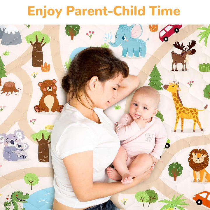 Spielmatte Baby 127×127cm mit Rutschfest, Extra Dicke 2cm Weiche Abtrennbar Krabbelmatte Baby, Faltb