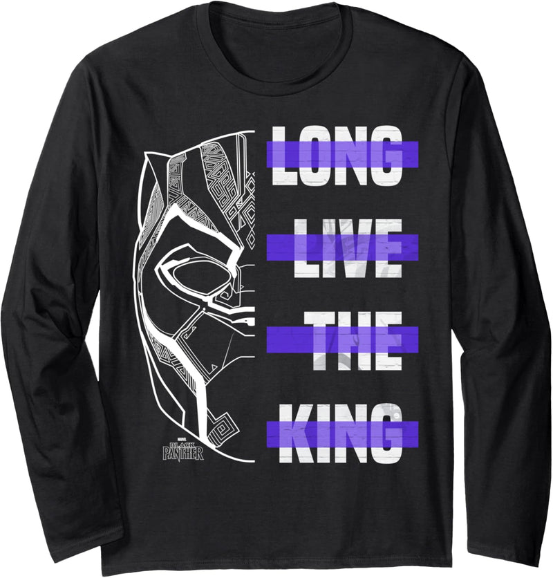 Marvel Black Panther Long Live The King Text Cross Out Langarmshirt
