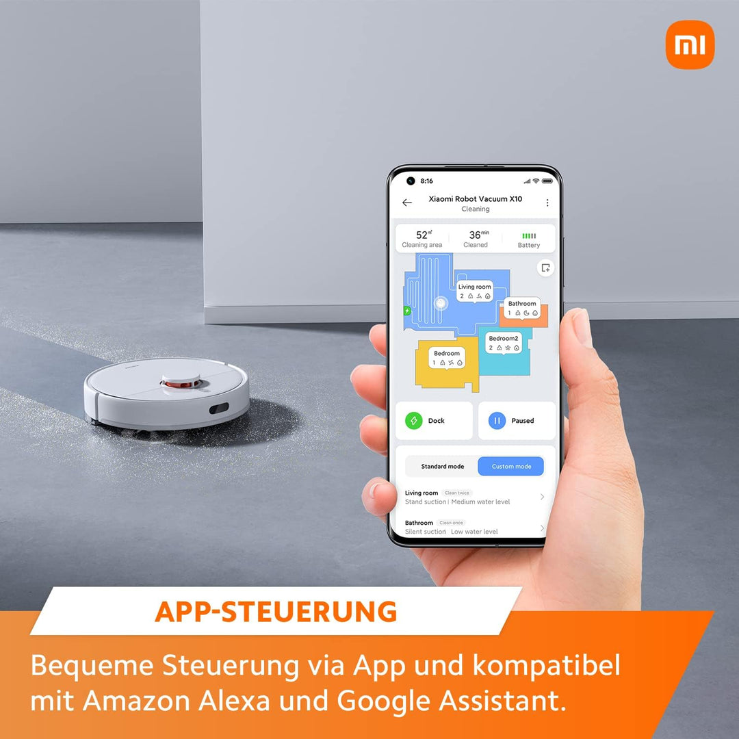 Xiaomi X10 Robot Vacuum Cleaner with Automatic Suction Station and Wiping Function, 4000 Pa, up to 1
