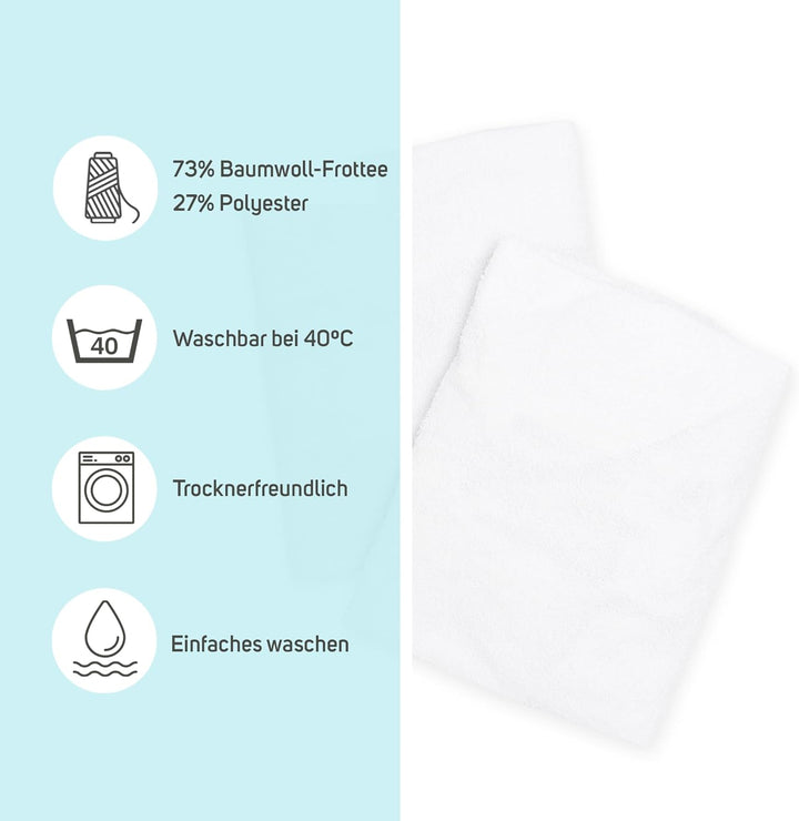 Matratzenschoner aus Baumwolle für Babykrippe | 35 x 75 cm | Wasserdicht |Atmungsaktiv | mit Gummi v
