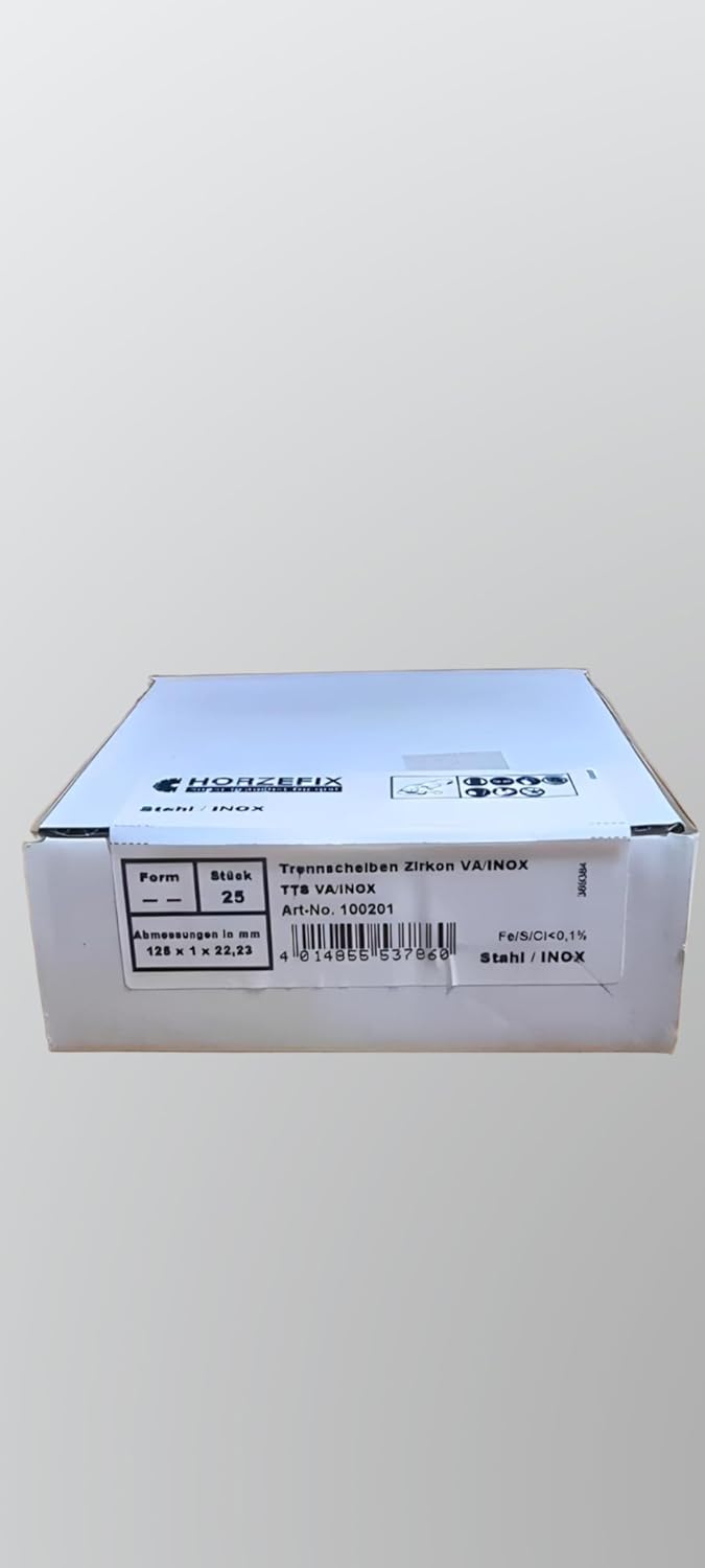 Trennscheibe Zirkon VA/INOX 125 x 1,0 mm x 22,23 Metall 1mm dünn für die Flex, 25