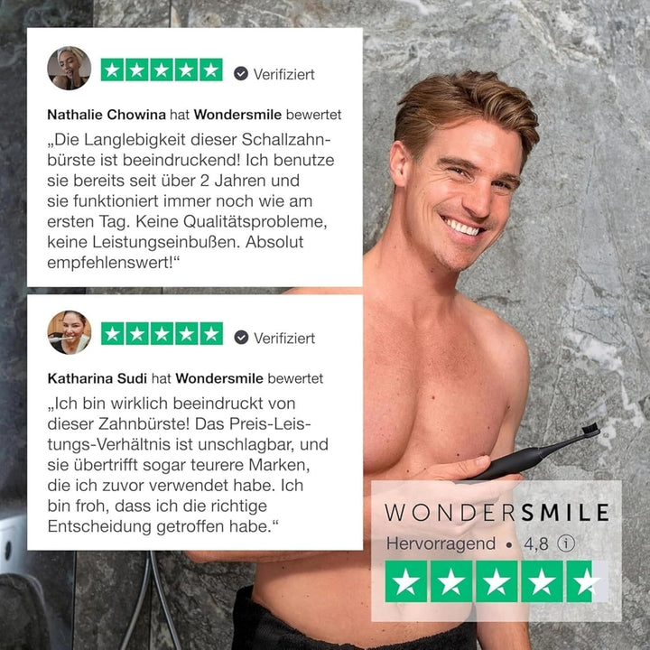 Wondersmile Ersatzbürsten Schallzahnbürste (Hard, Ultimate Black, 12er Pack) - Bürstenköpfe für Wond
