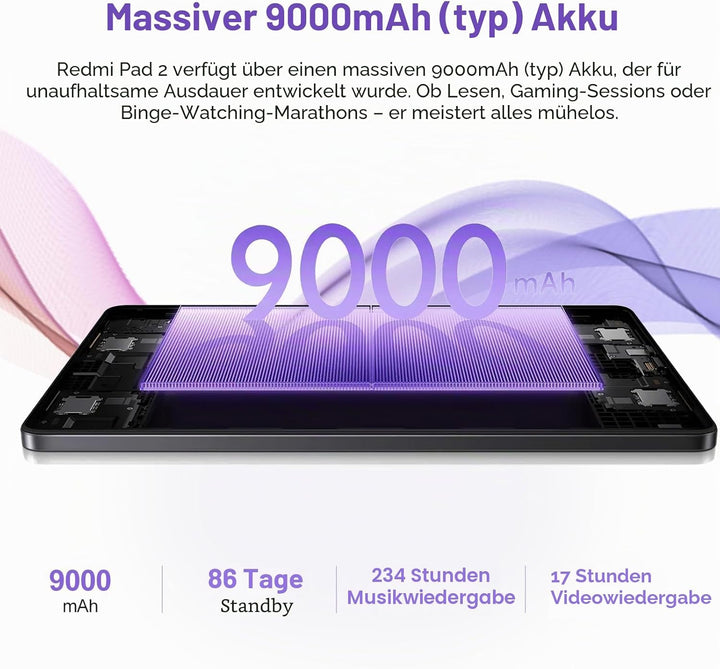 XIAOMI Redmi Pad 2 - Tablette Avec Écran 11" 2.5K 90Hz, 128GB + 4GB RAM, MediaTek G100-Ultra, Batter