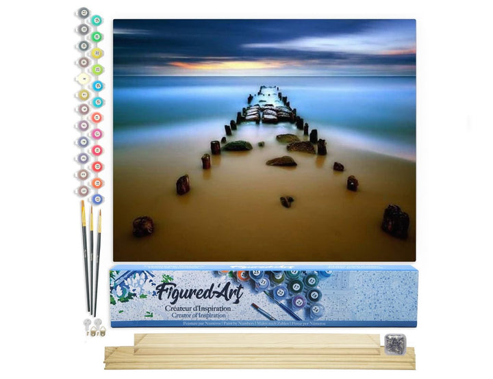 Figured'Art Malen Nach Zahlen Erwachsene Mit Rahmen Brücke im Wasser - Paint by Numbers Basteln DIY