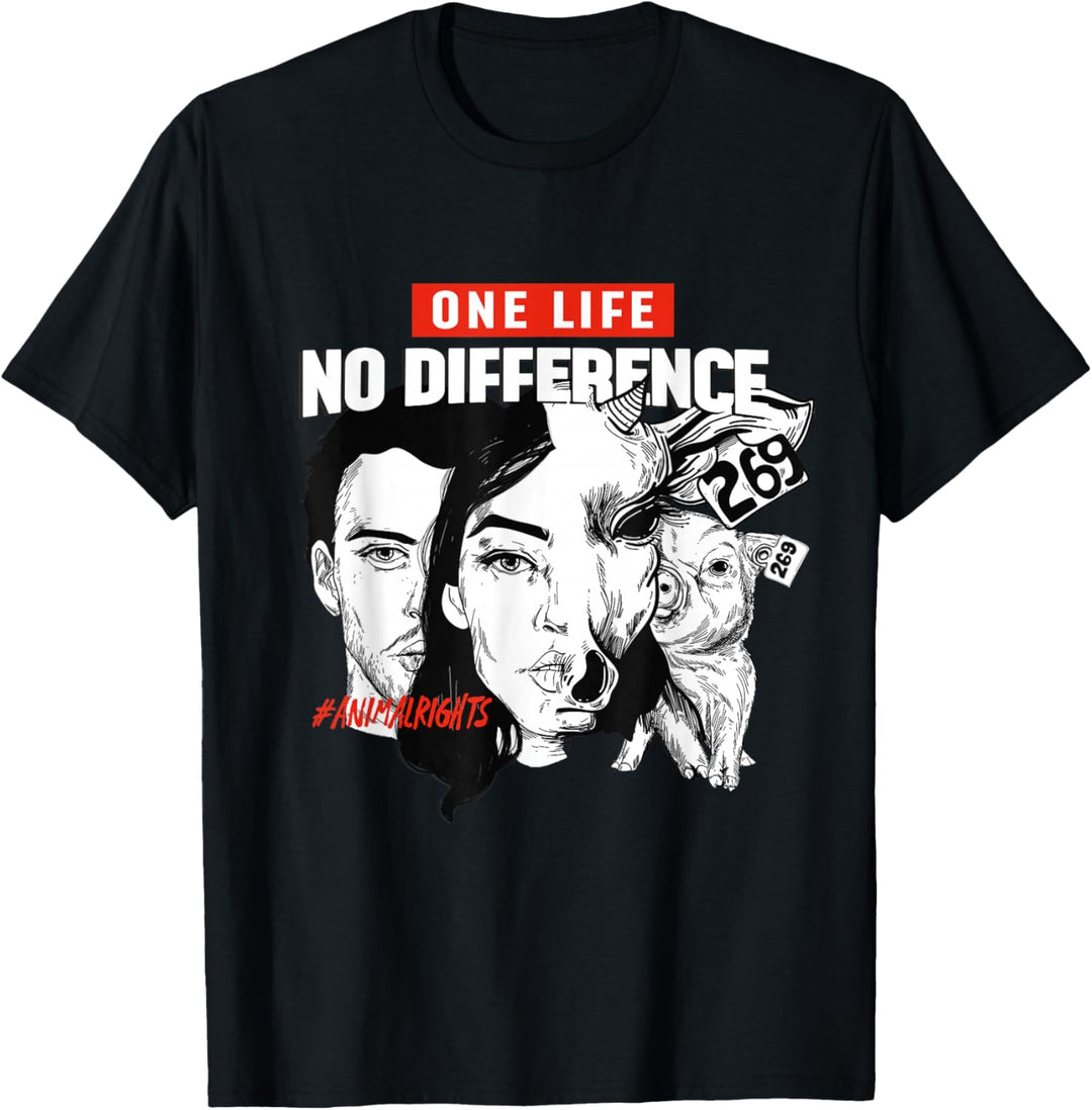 One Life Animal rights Tierrecht Veganer Tierschutz Go Vegan T-Shirt