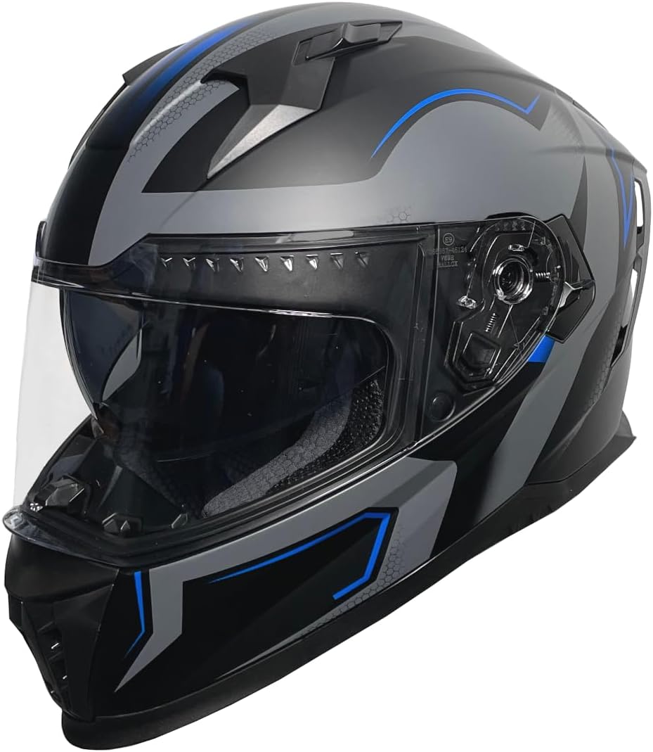 Rallox Helmets Integralhelm 510-3 schwarz/blau RALLOX Motorrad Roller Sturz Helm (XS, S, M, L, XL) G