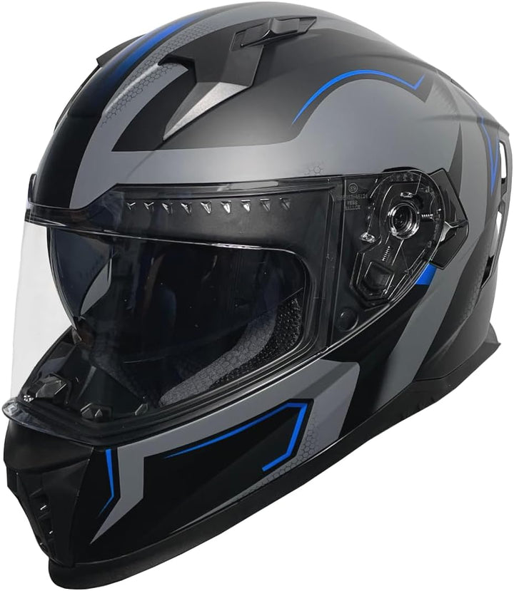 Rallox Helmets Integralhelm 510-3 schwarz/blau RALLOX Motorrad Roller Sturz Helm (XS, S, M, L, XL) G