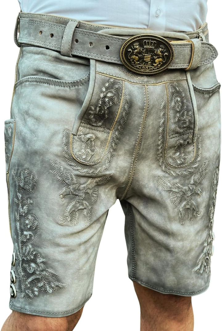 Lederhose Herren Oktoberfest Lederhose, traditionelle Wildbock Lederhose,Kurze Bayrische Trachtenhos