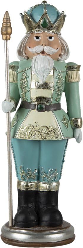 Clayre & Eef 6PR4754 Weihnachtsdeko Standbild Nussknacker Blau 11x10x32 cm