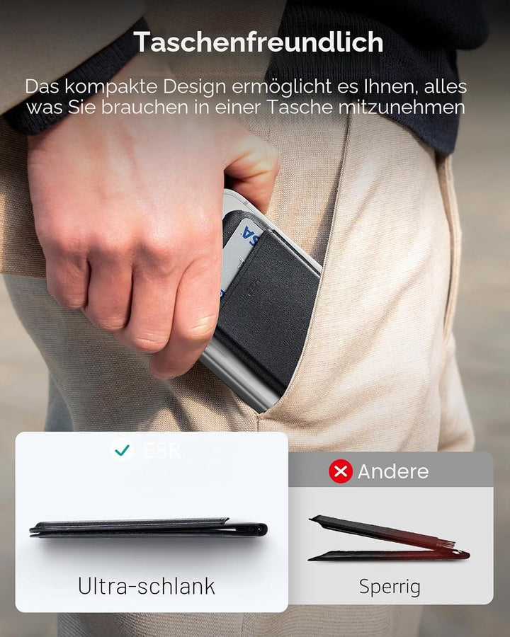 ESR HaloLock Magnetischer Vegan Leder Wallet Ständer, kompatibel mit MagSafe Wallet mit verstellbare