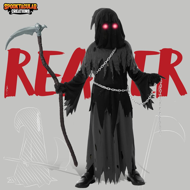 Spooktacular Creations Sensenmann Kostüm für Kinder Sensenmann Halloween Kostüm Jungen Grim Reaper B