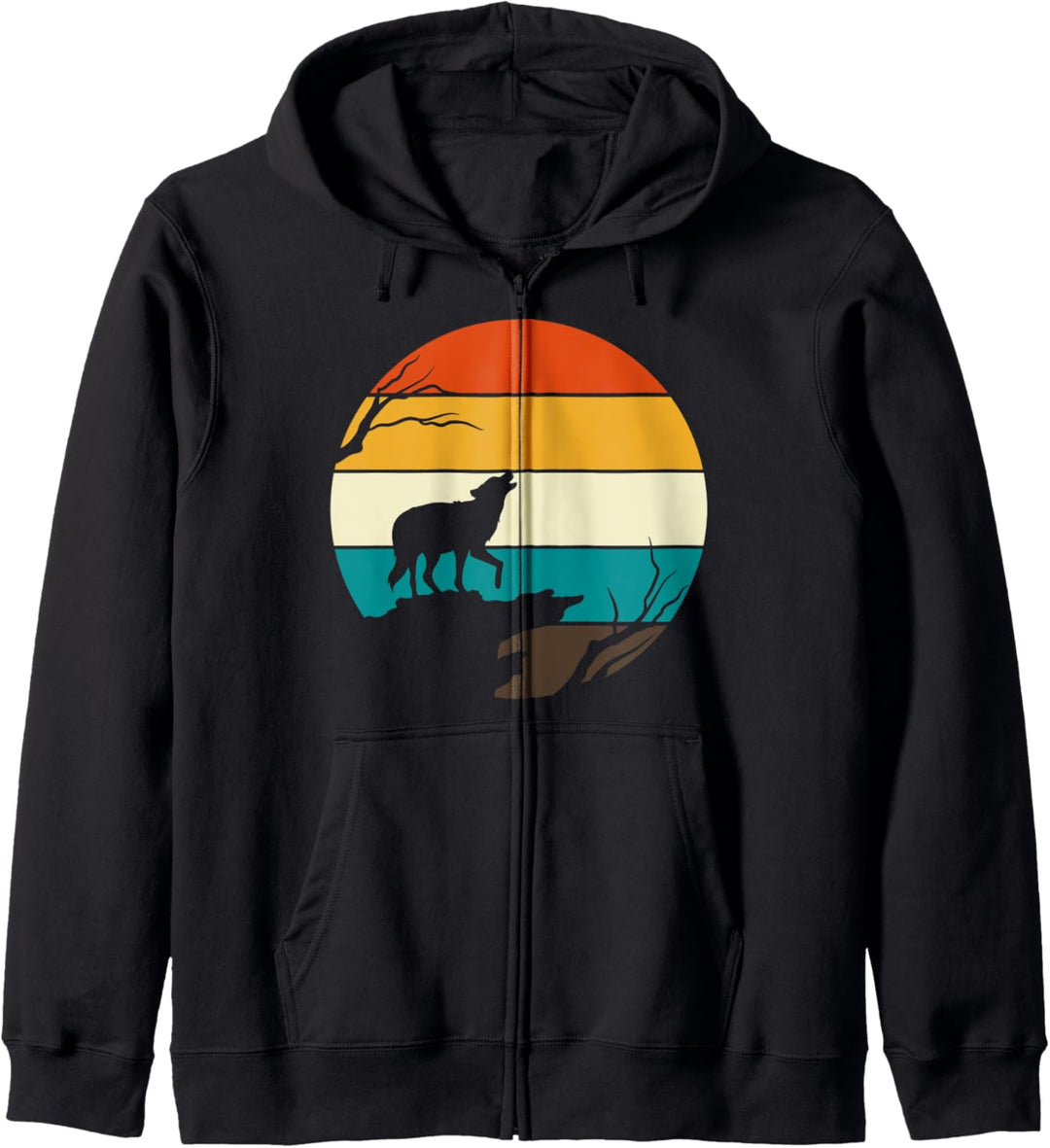 Heulendes Raubtier Wald Tier Retro Wolf Kapuzenjacke