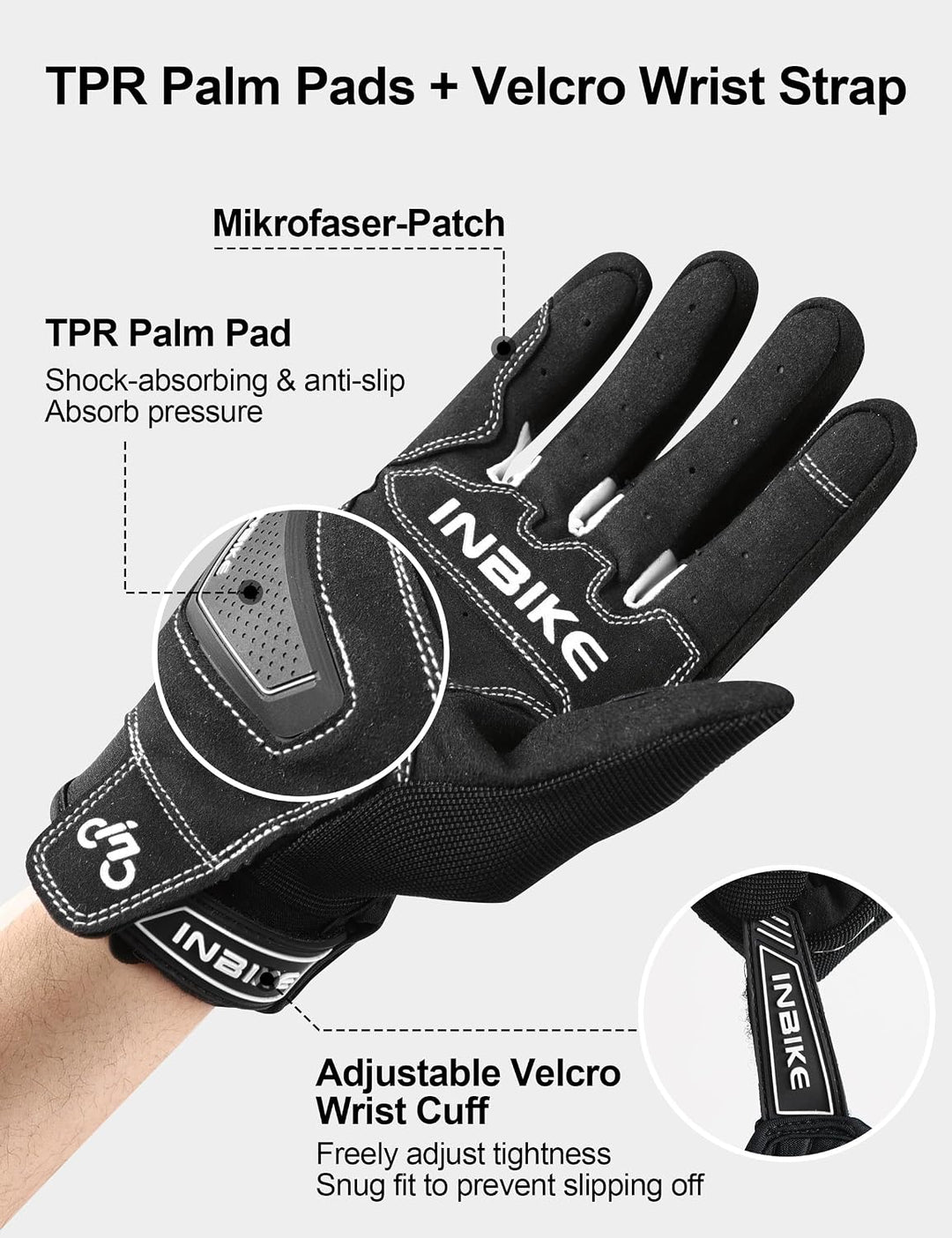 INBIKE Motorrad Handschuhe Motocross Sommer EUDE Foam Schutz Atmungsaktiv Touchscreen Motorradhandsc