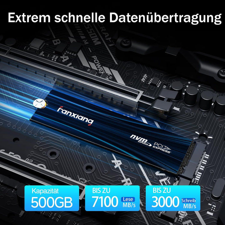 fanxiang NVMe SSD 1TB, M.2 PCIe Gen4x4 Gaming Solid State Laufwerk, 7100MB/s Lesen, 6100 MB/s Schrei