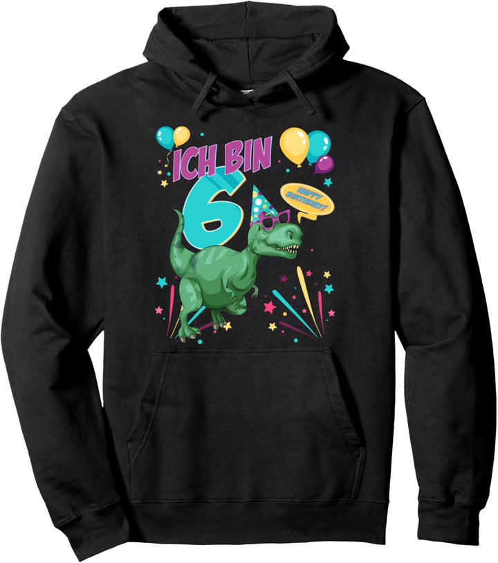 Kinder Geburtstag 6 Jahre (sechs) Junge Dinosaurier Dino Pullover Hoodie