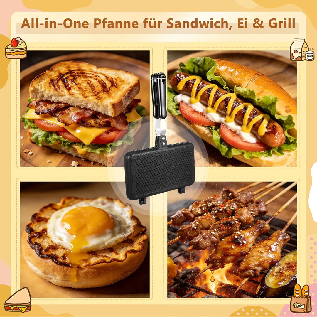 DOITOOL Ridge Monkey Toaster Xl Sandwich Maker Doppelseitig Bratpfanne Aluminium Omelette Tabletts F