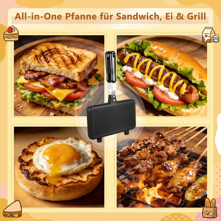 DOITOOL Ridge Monkey Toaster Xl Sandwich Maker Doppelseitig Bratpfanne Aluminium Omelette Tabletts F